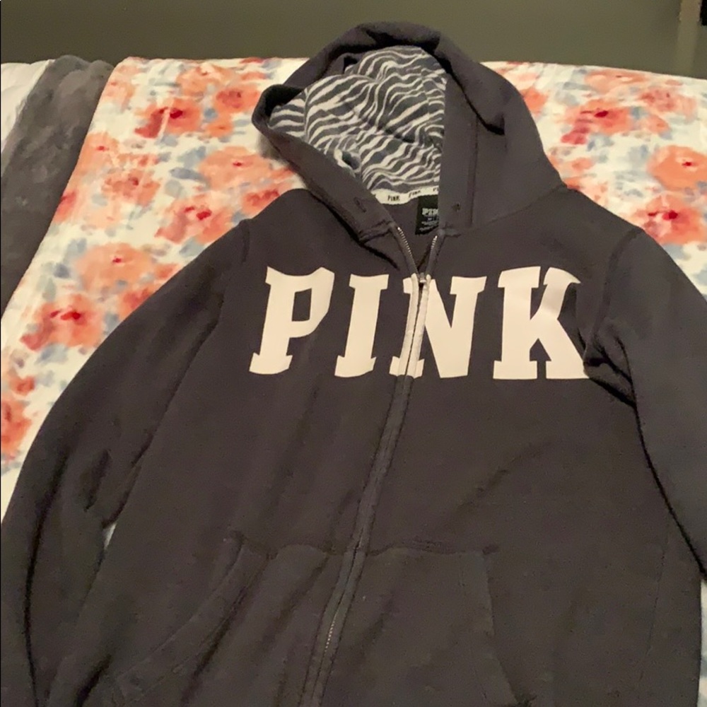 victoria’s secret gray zebra zip up